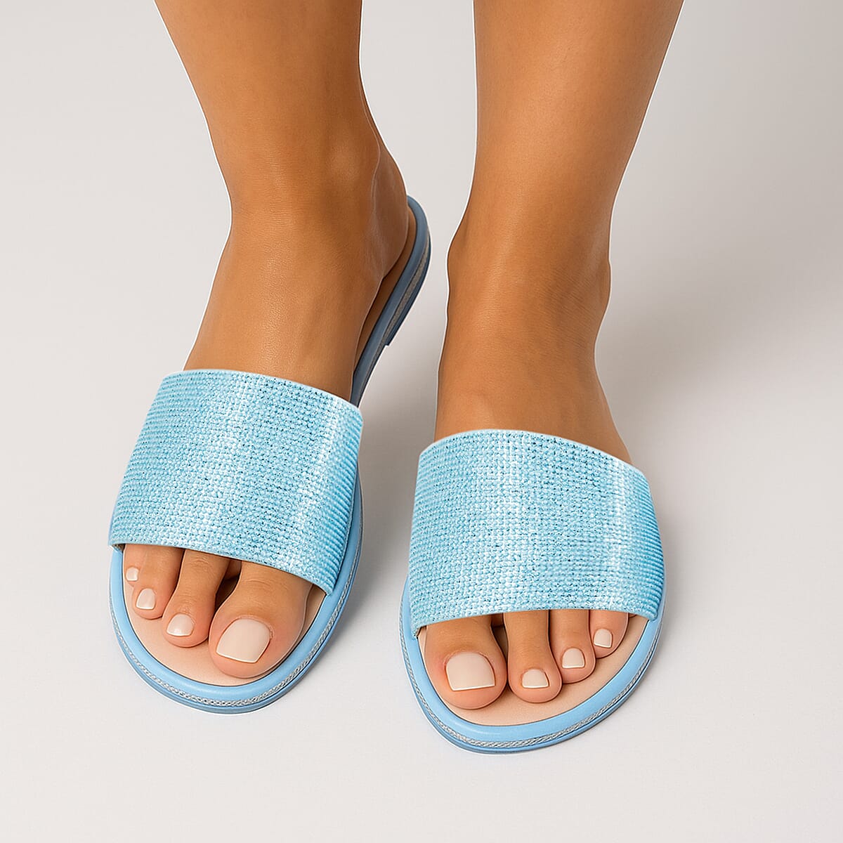 ASHLEY BLUE Blue Rhinestone Slides - Size 7 image number 1