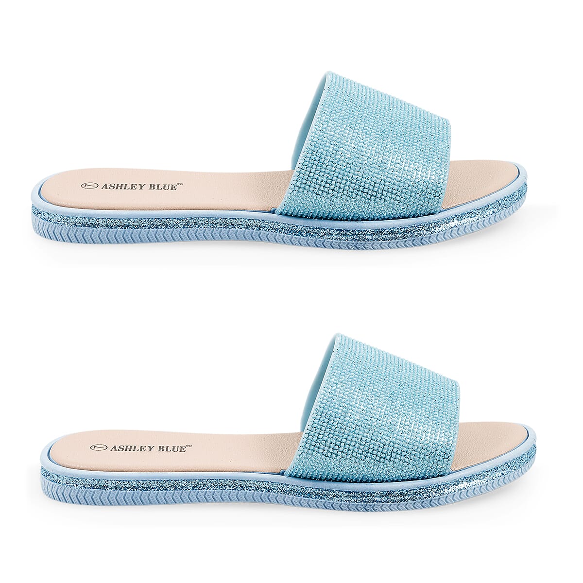 ASHLEY BLUE Blue Rhinestone Slides - Size 7 image number 2