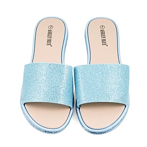 ASHLEY BLUE Blue Rhinestone Slides - Size 10