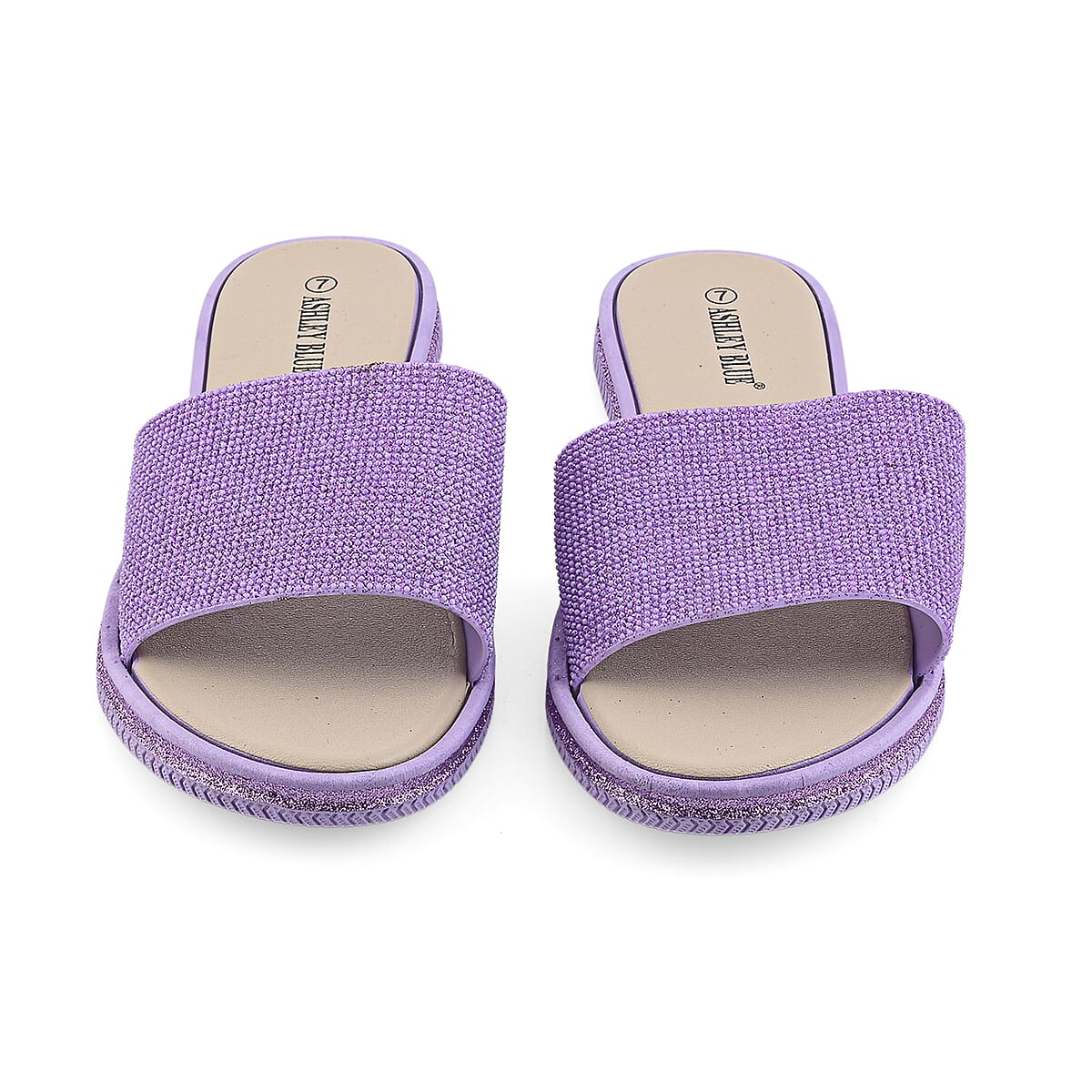 ASHLEY BLUE Lavendar Rhinestone Slides - Size 10 image number 2