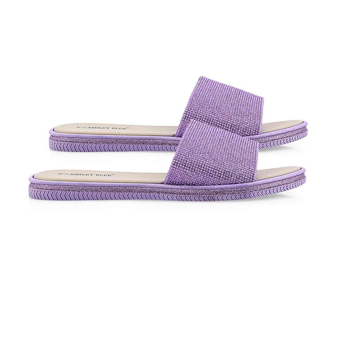 ASHLEY BLUE Lavendar Rhinestone Slides - Size 10 image number 3