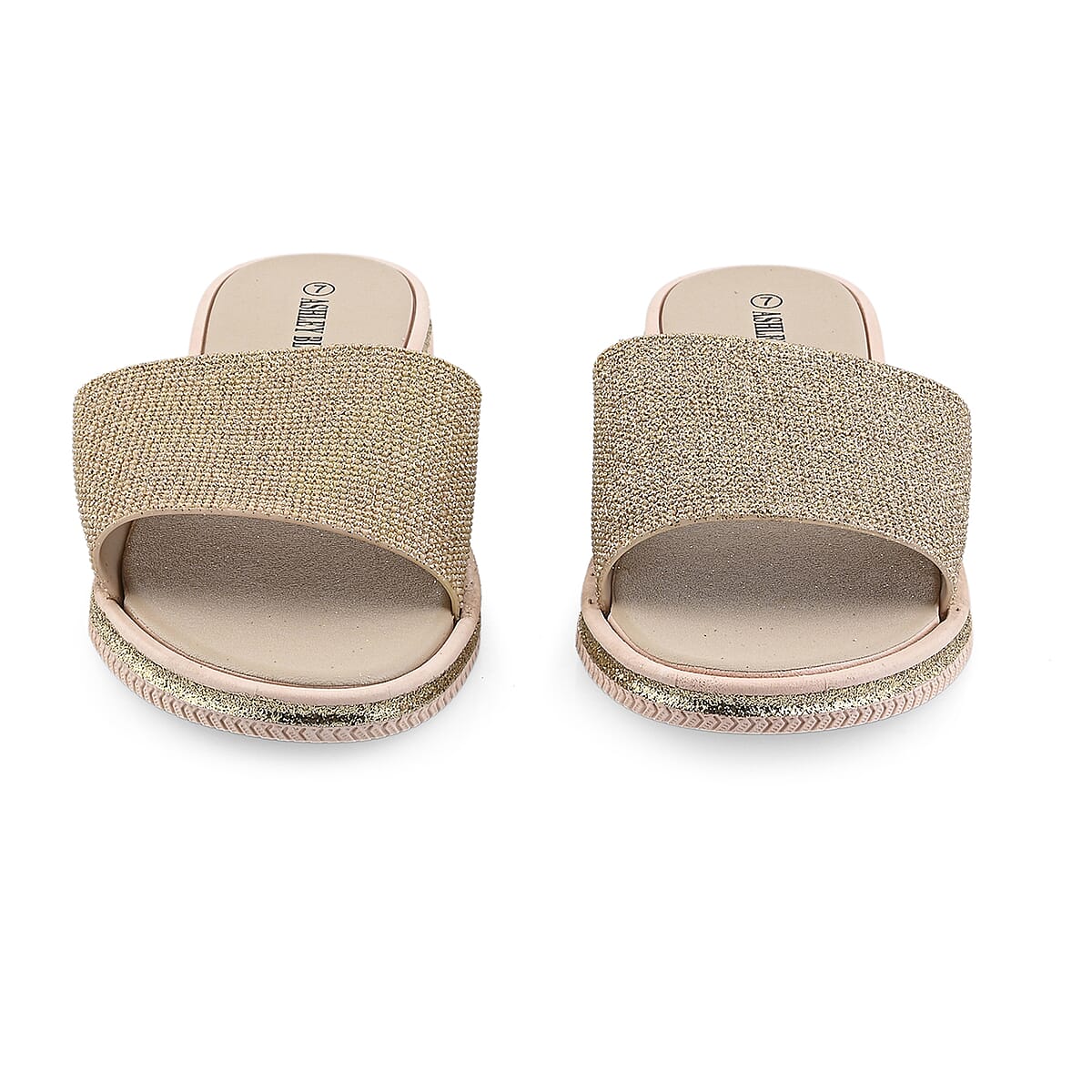 ASHLEY BLUE Gold Rhinestone Slides - Size 6 image number 2