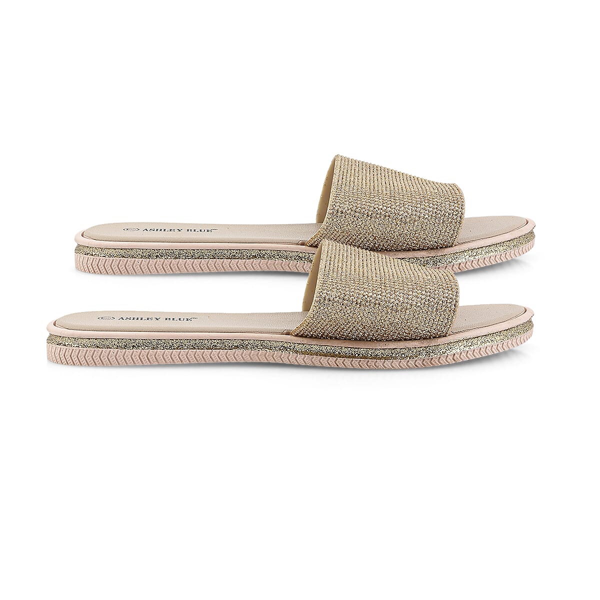 ASHLEY BLUE Gold Rhinestone Slides - Size 6 image number 3