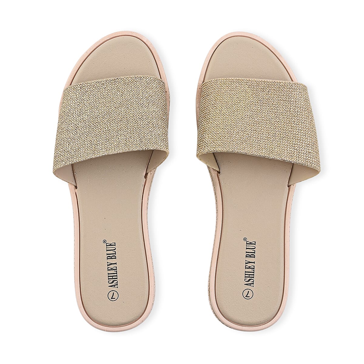 ASHLEY BLUE Gold Rhinestone Slides - Size 6 image number 4