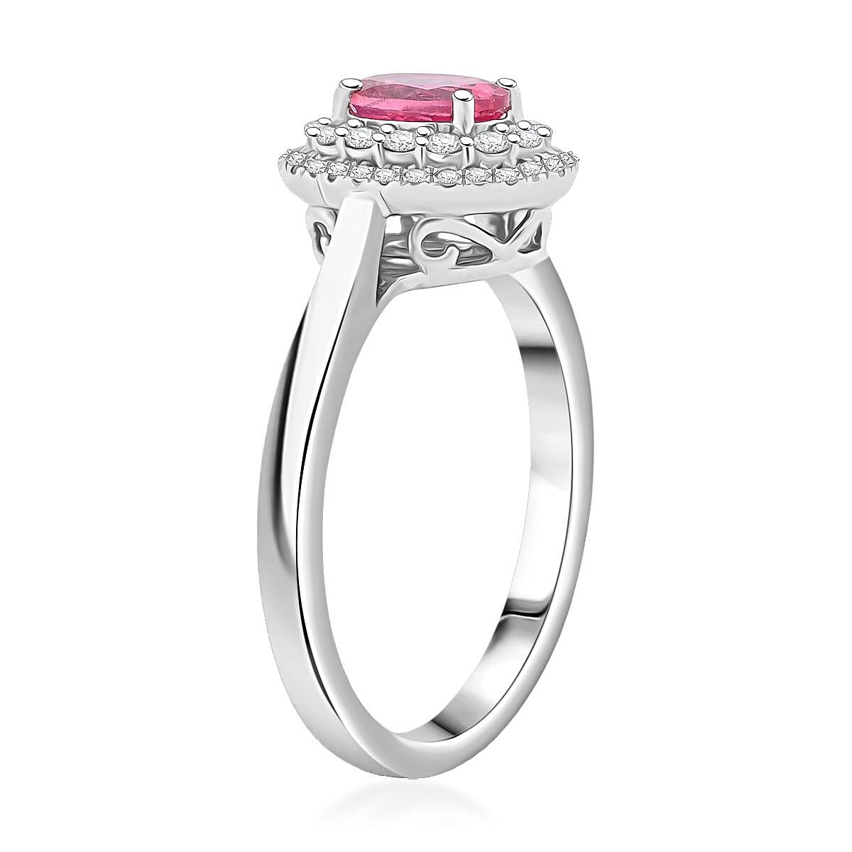 Certified & Appraised Rhapsody AAAA Mahenge Pink Spinel and E-F VS Diamond 1.05 ctw Ring in 950 Platinum (Size 10.0) 5.84 Grams image number 3