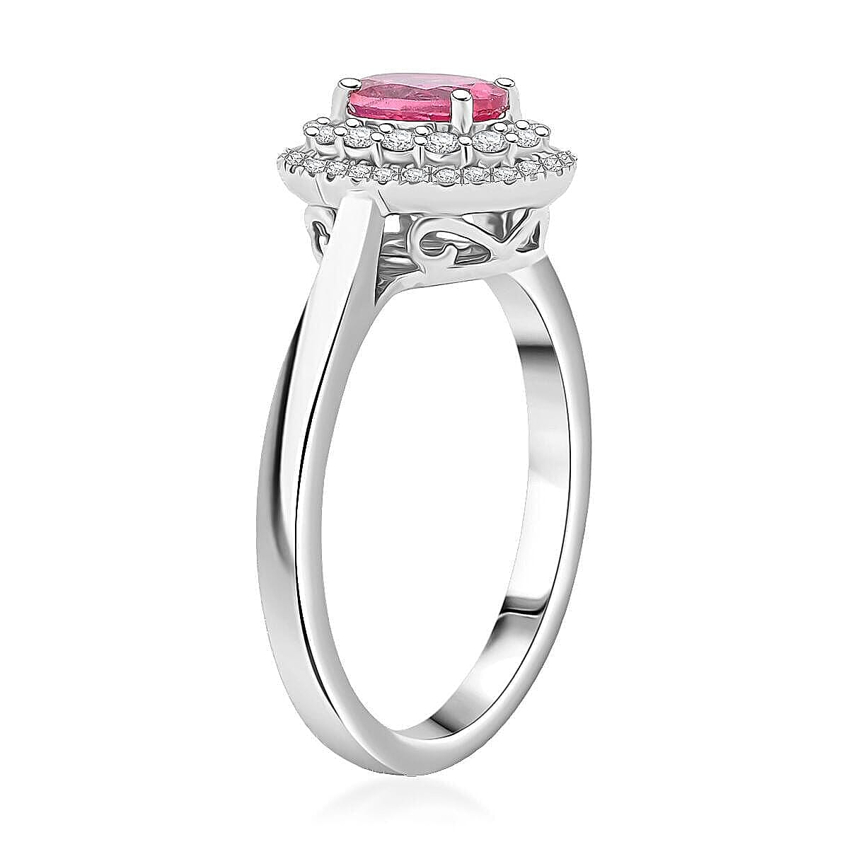 Certified & Appraised Rhapsody AAAA Mahenge Pink Spinel and E-F VS Diamond 1.05 ctw Ring in 950 Platinum (Size 8.5) 5.84 Grams image number 3