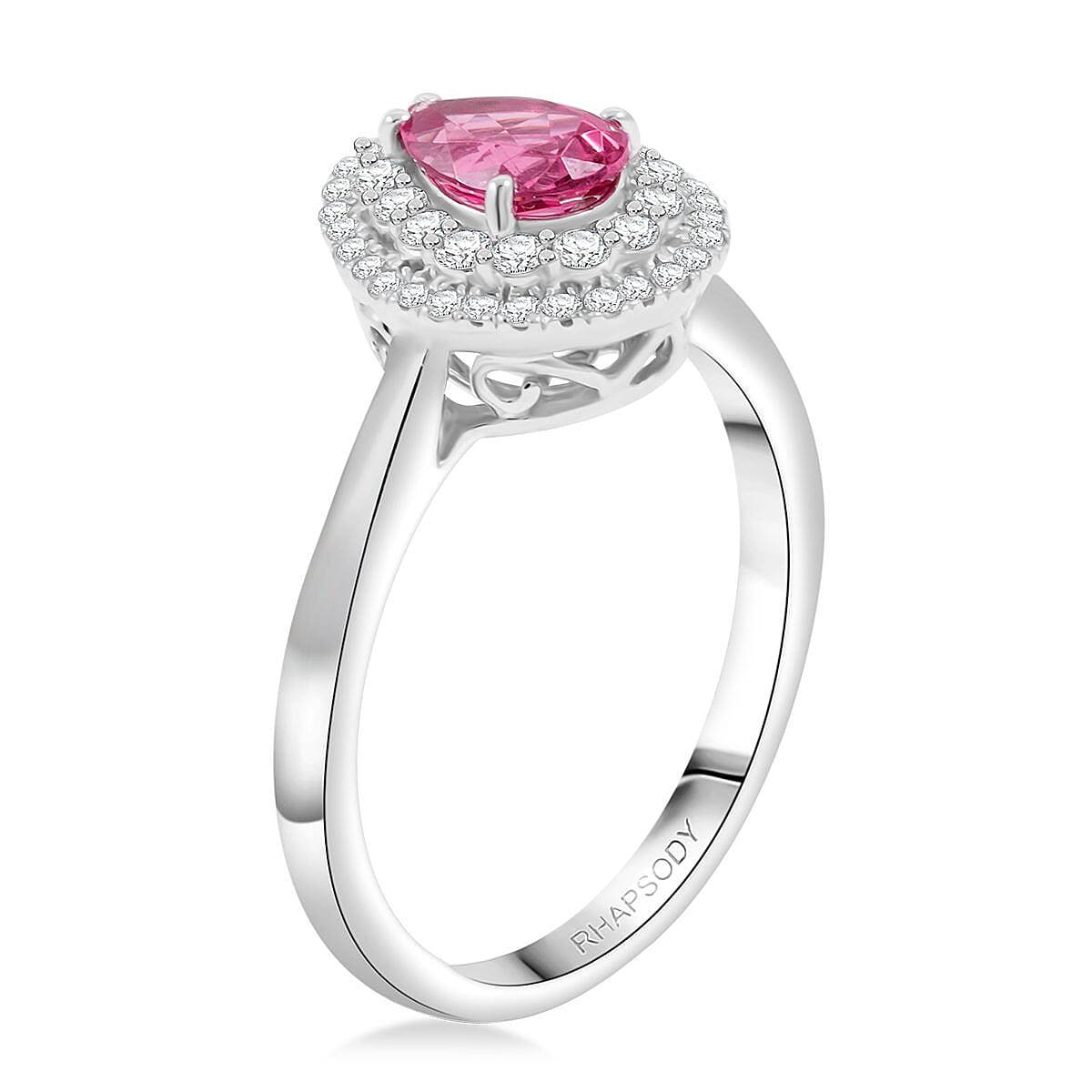 Certified & Appraised Rhapsody AAAA Mahenge Pink Spinel and E-F VS Diamond 1.10 ctw Ring in 950 Platinum (Size 6.0) 6 Grams image number 3