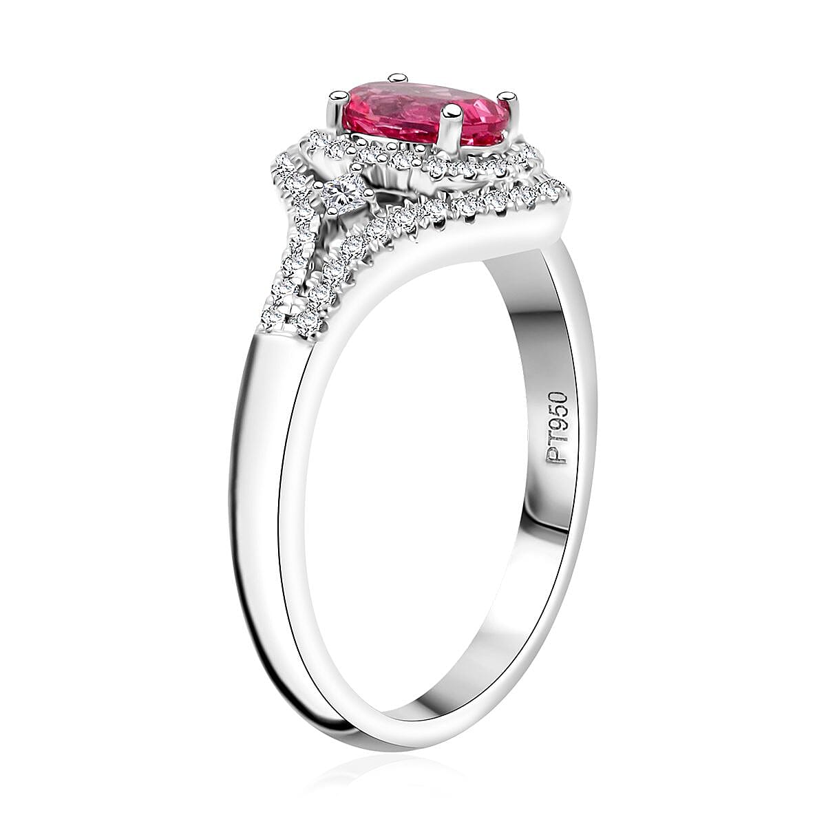 Certified & Appraised Rhapsody AAAA Mahenge Pink Spinel and E-F VS Diamond 1.30 ctw Ring in 950 Platinum (Size 10.0) 6.94 Grams image number 3