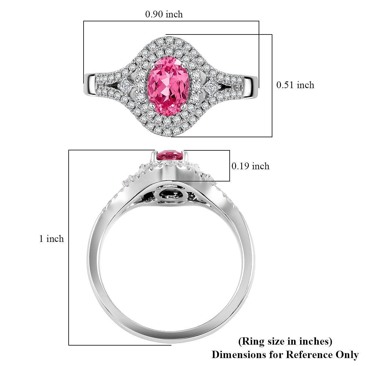 Certified & Appraised Rhapsody AAAA Mahenge Pink Spinel and E-F VS Diamond 1.30 ctw Ring in 950 Platinum (Size 7.0) 6.94 Grams image number 5