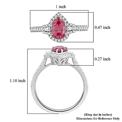 Certified & Appraised Rhapsody 950 Platinum AAAA Mahenge Pink Spinel, Diamond (E-F, VS) (0.37 cts) Ring (Size 7.0) (5.35 g) 1.50 ctw