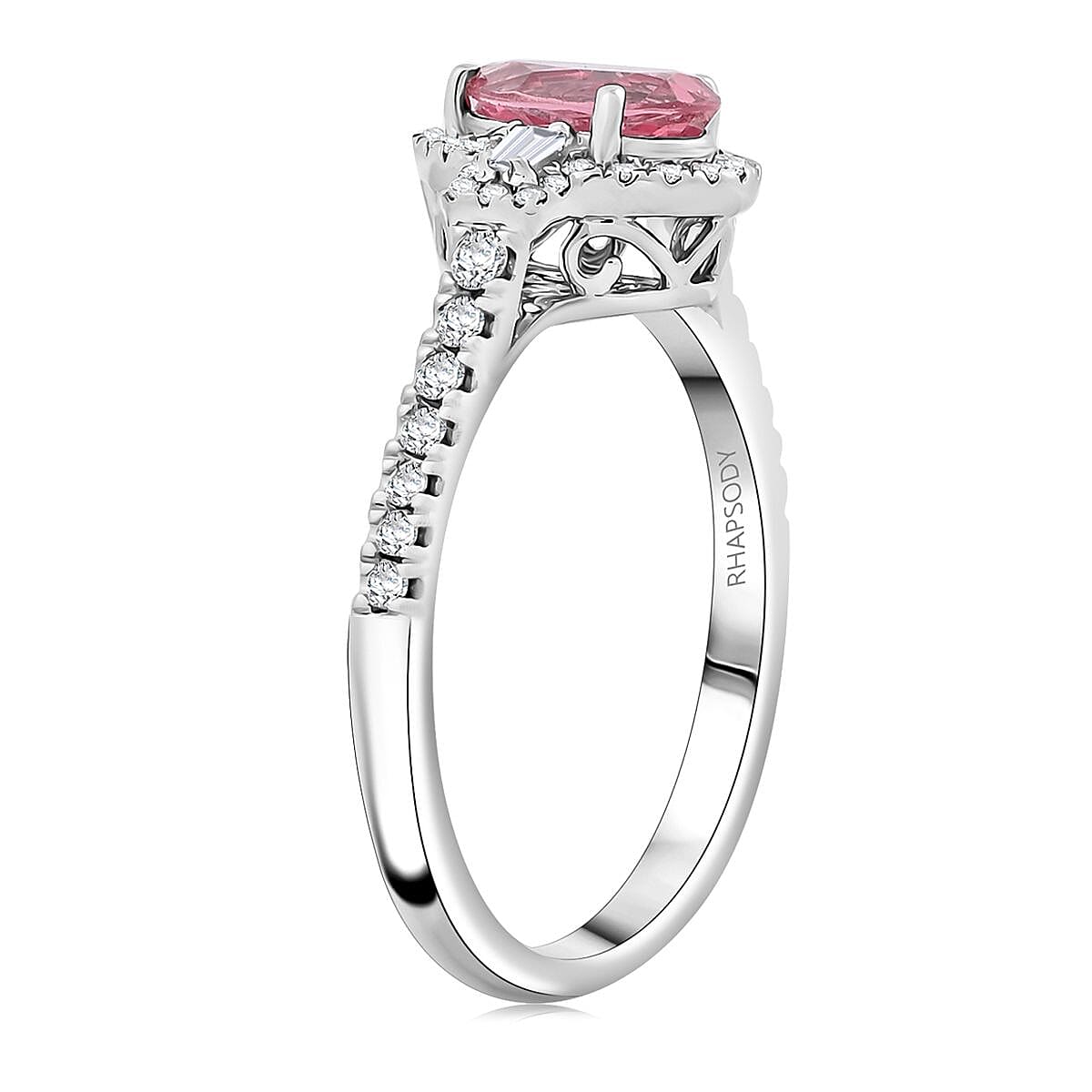 Certified & Appraised Rhapsody AAAA Mahenge Pink Spinel and E-F VS Diamond 1.50 ctw Ring in 950 Platinum (Size 7.0) 5.35 Grams image number 3