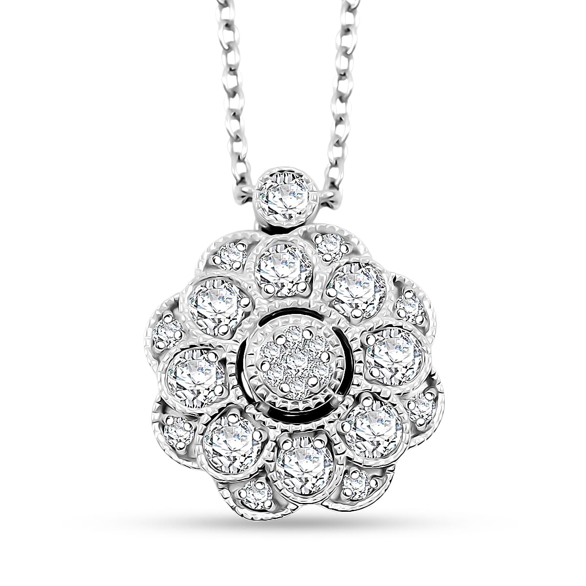 Clarte Petunia Collection Moissanite 0.85 ctw Necklace in Sterling Silver 18 Inches image number 0