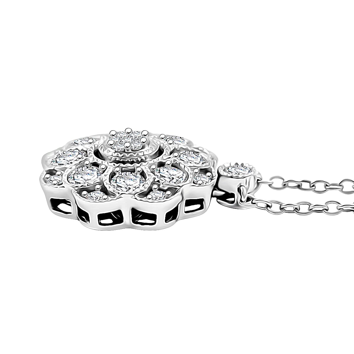 Clarte Petunia Collection Moissanite 0.85 ctw Necklace in Sterling Silver 18 Inches image number 3
