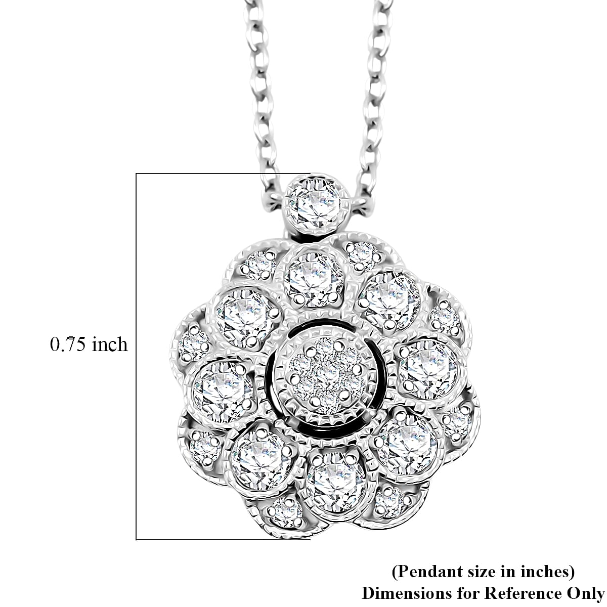 Clarte Petunia Collection Moissanite 0.85 ctw Necklace in Sterling Silver 18 Inches