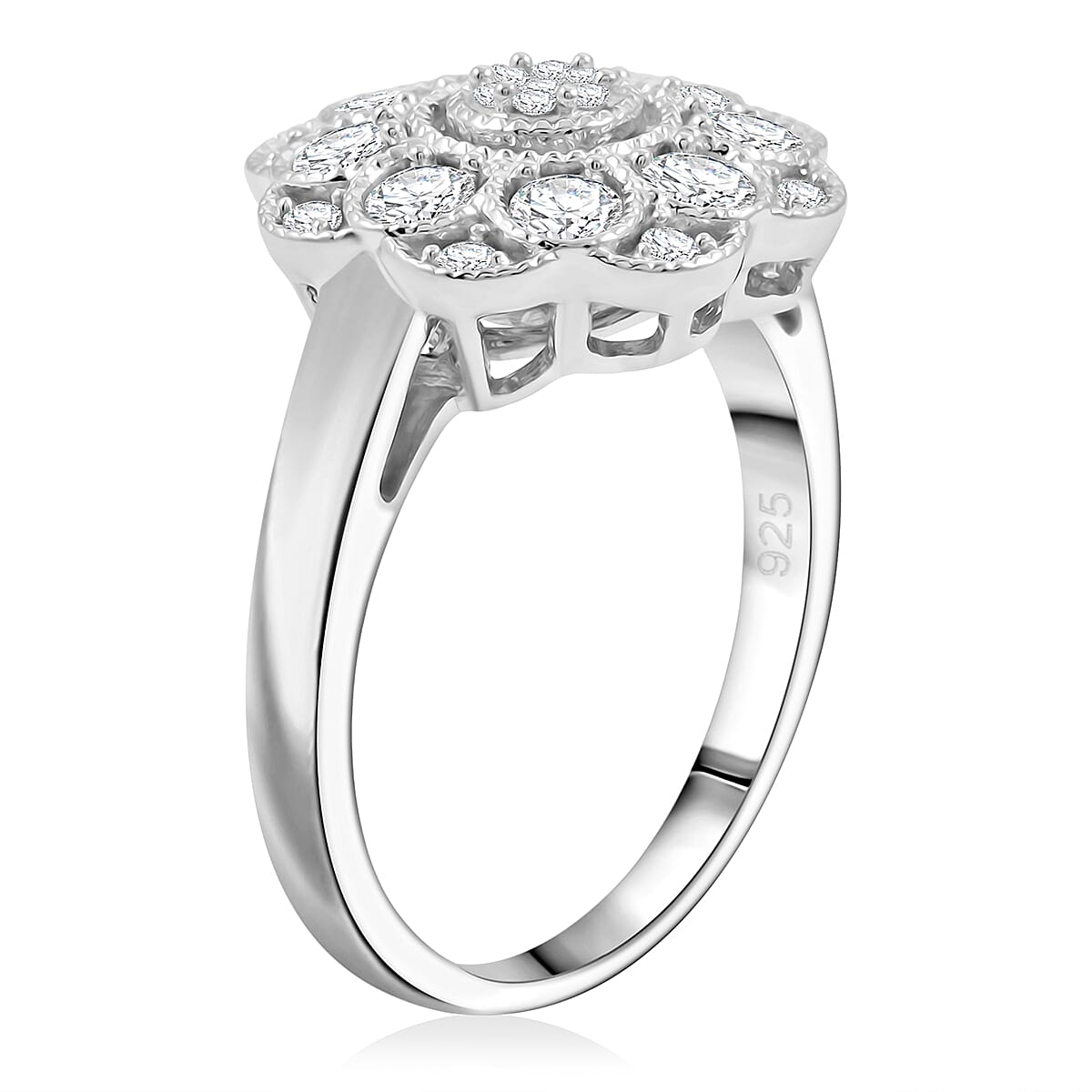 Clarte Petunia Collection Moissanite 0.80 ctw Ring in Sterling Silver (Size 10.0) image number 3