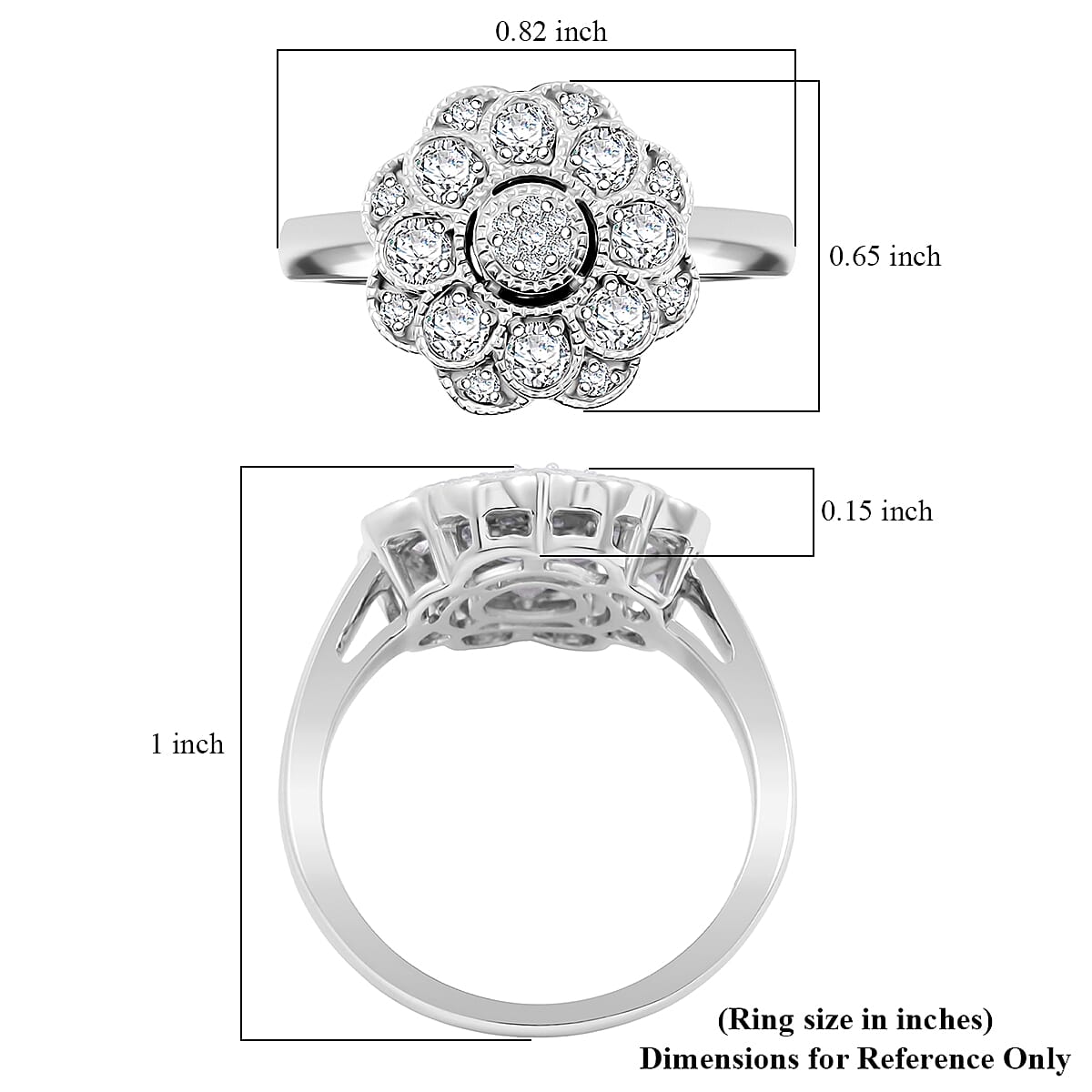 Clarte Petunia Collection Moissanite 0.80 ctw Ring in Sterling Silver (Size 10.0) image number 5
