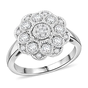 Clarte Petunia Collection Moissanite 0.80 ctw Ring in Sterling Silver (Size 8.0)
