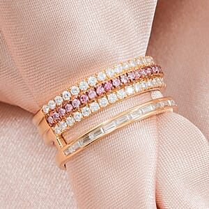 Clarte Aphrodite Collection White and Pink Moissanite 1.00 ctw Ring in 14K Yellow Gold Over Sterling Silver (Size 7.0)