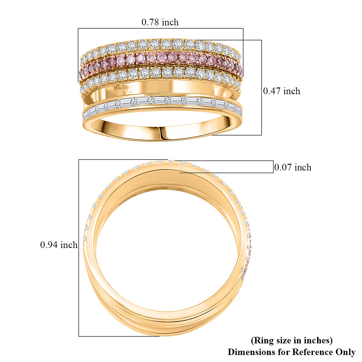 Clarte Aphrodite Collection White and Pink Moissanite 1.00 ctw Ring in 14K Yellow Gold Over Sterling Silver (Size 7.0) image number 4