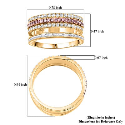 Clarte Aphrodite Collection White and Pink Moissanite 1.00 ctw Ring in 14K Yellow Gold Over Sterling Silver (Size 8.0)