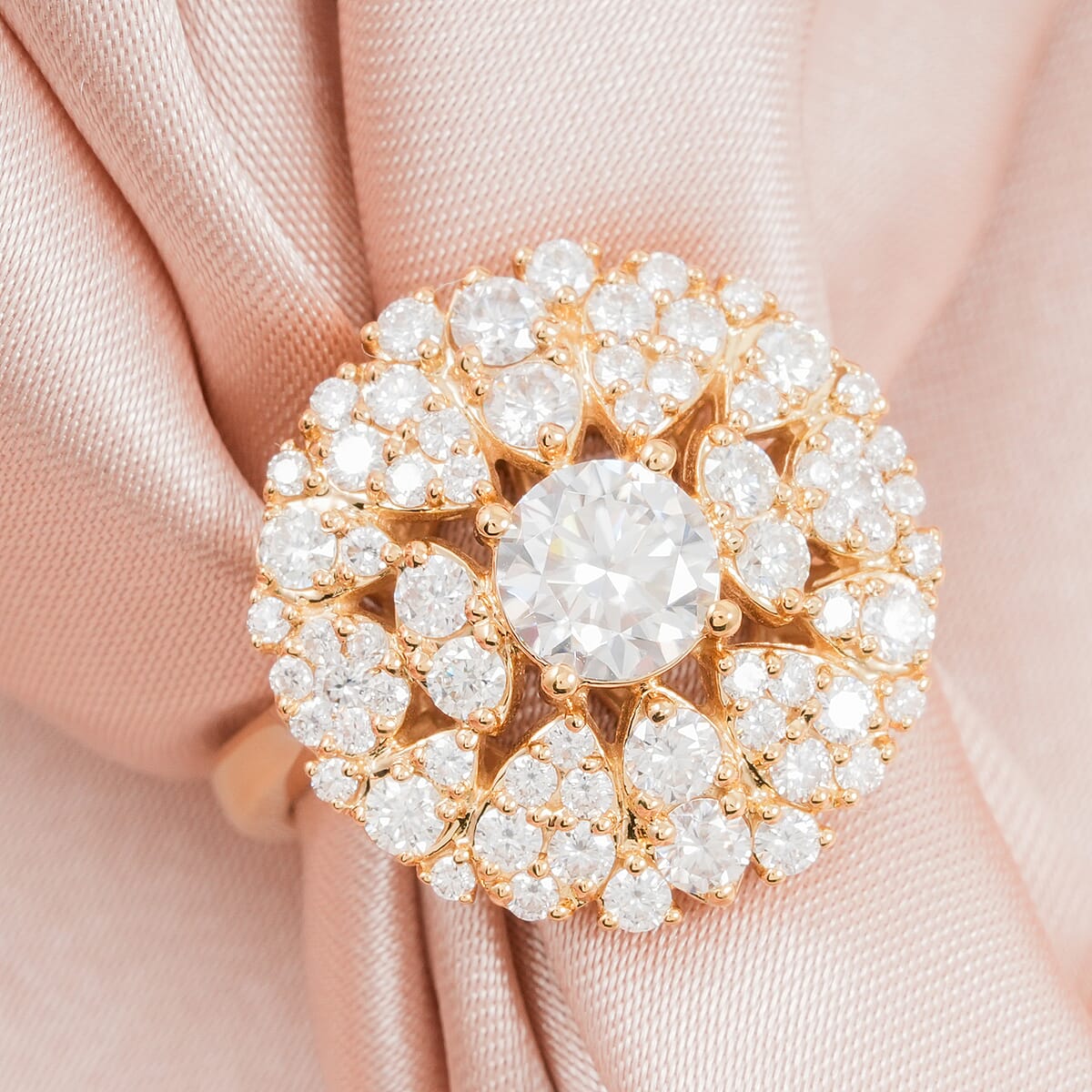 Clarte Corsage Collection Moissanite 2.05 ctw Ring in 14K Yellow Gold Over Sterling Silver (Size 10.0) image number 1