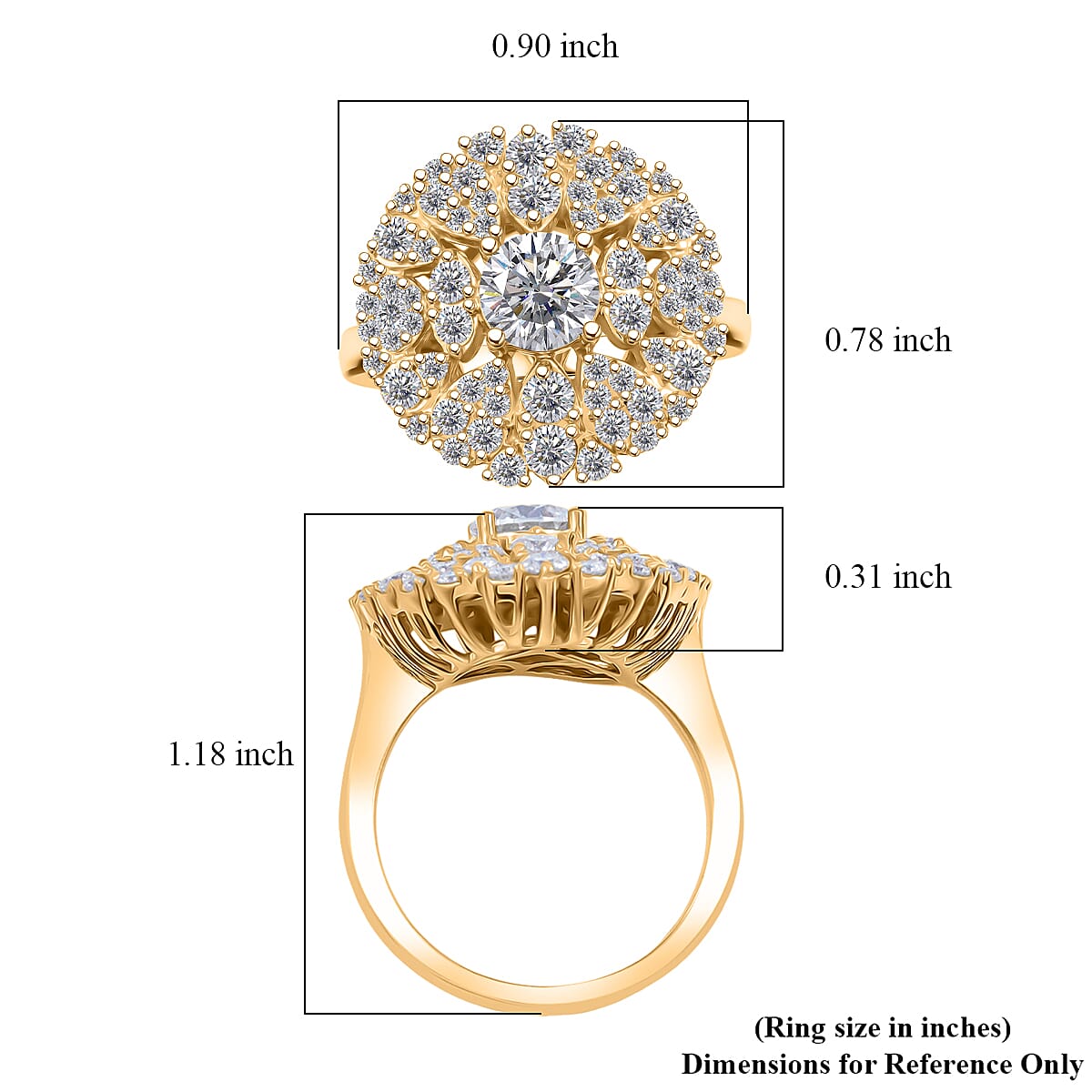Clarte Corsage Collection Moissanite 2.05 ctw Ring in 14K Yellow Gold Over Sterling Silver (Size 10.0) image number 5
