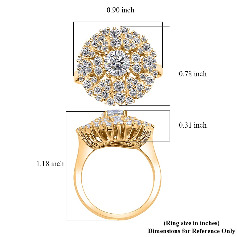Clarte Moissanite Corsage Collection Ring in 14K YG Over Sterling Silver 2.05 ctw (Size 10.0)