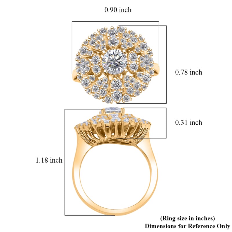 Clarte Moissanite Corsage Collection Ring in 14K YG Over Sterling Silver 2.05 ctw (Size 7.0)
