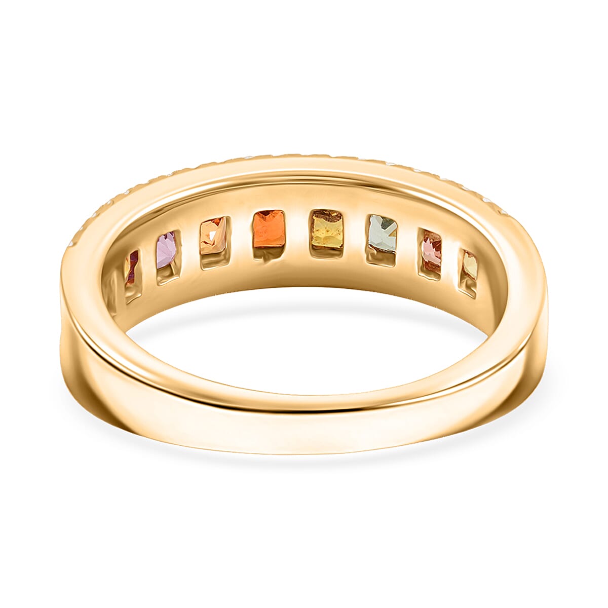 Clarte Prima Collection Multi Sapphire and Moissanite 1.60 ctw Ring in 14K Yellow Gold Over Sterling Silver (Size 10.0) image number 4