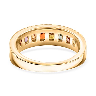 Clarte Multi Sapphire, Moissanite Prima Collection Ring in 14K YG Over Sterling Silver 1.60 ctw (Size 10.0)