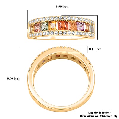 Clarte Multi Sapphire, Moissanite Prima Collection Ring in 14K YG Over Sterling Silver 1.60 ctw (Size 10.0)