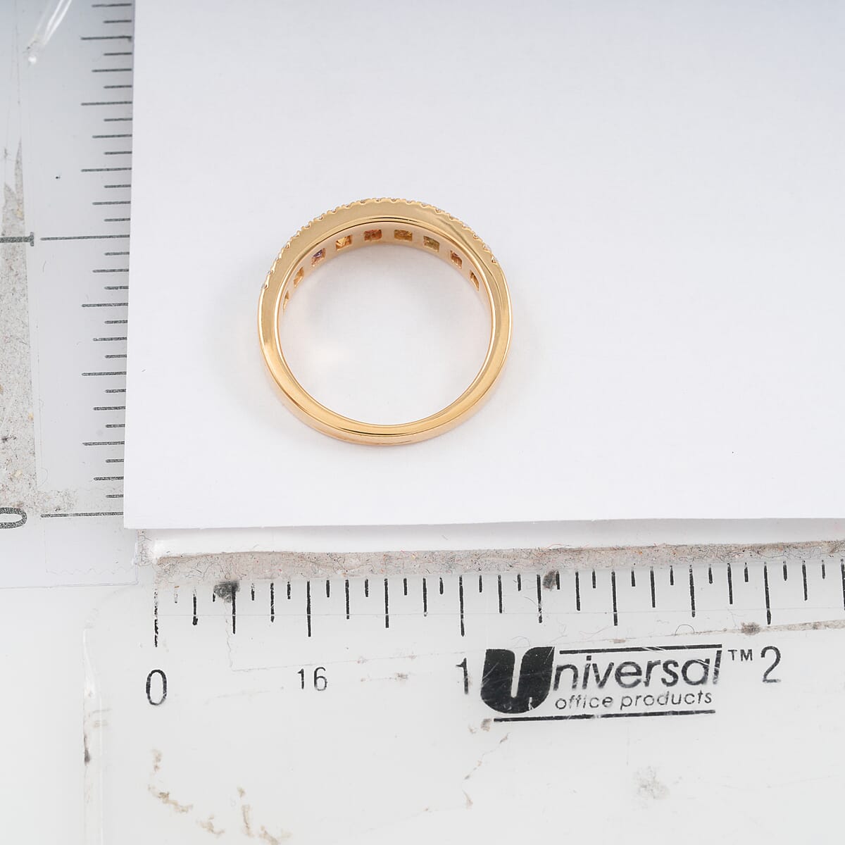 Clarte Prima Collection Multi Sapphire and Moissanite 1.60 ctw Ring in 14K Yellow Gold Over Sterling Silver (Size 5.0) image number 6