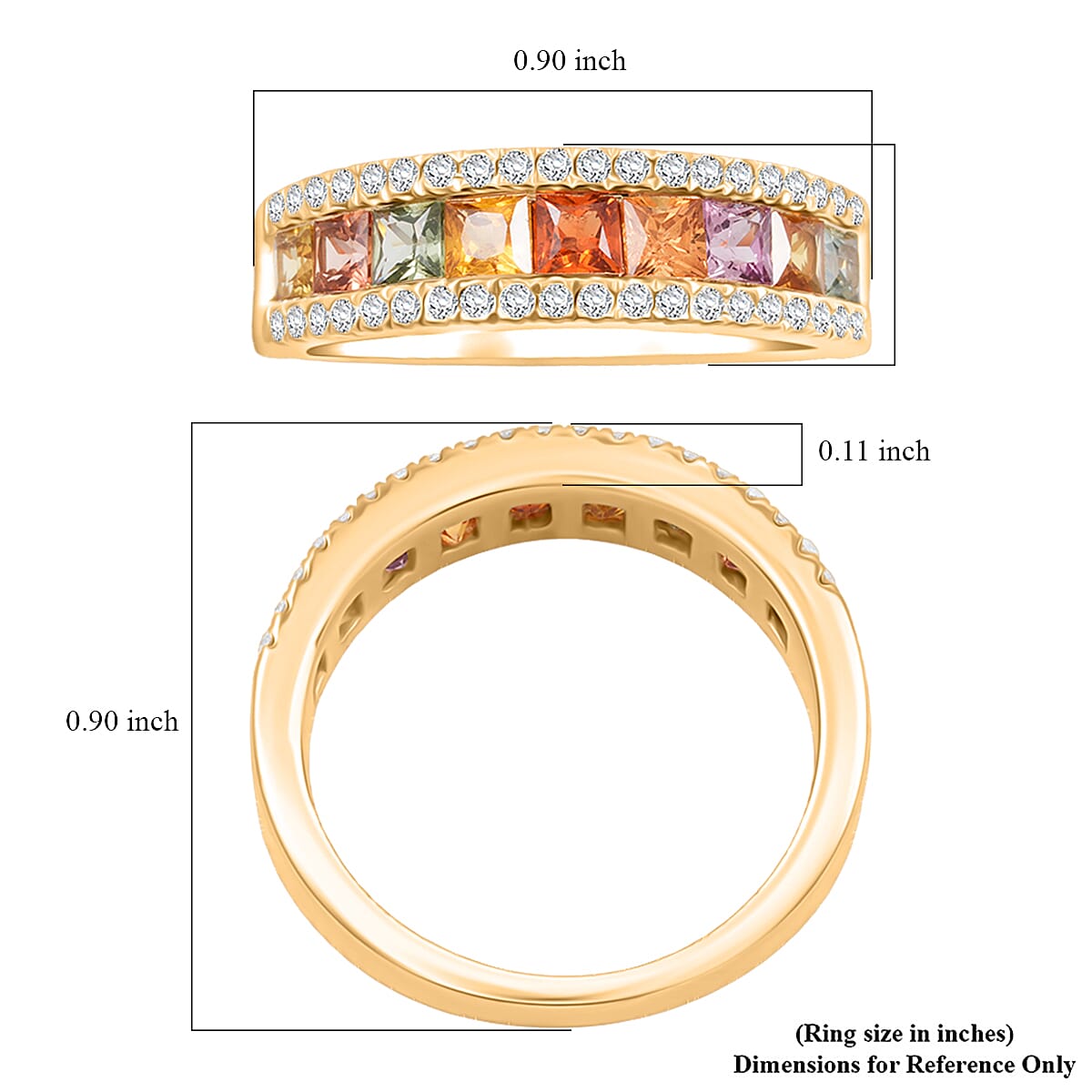 Clarte Prima Collection Multi Sapphire and Moissanite 1.60 ctw Ring in 14K Yellow Gold Over Sterling Silver (Size 7.0) image number 5