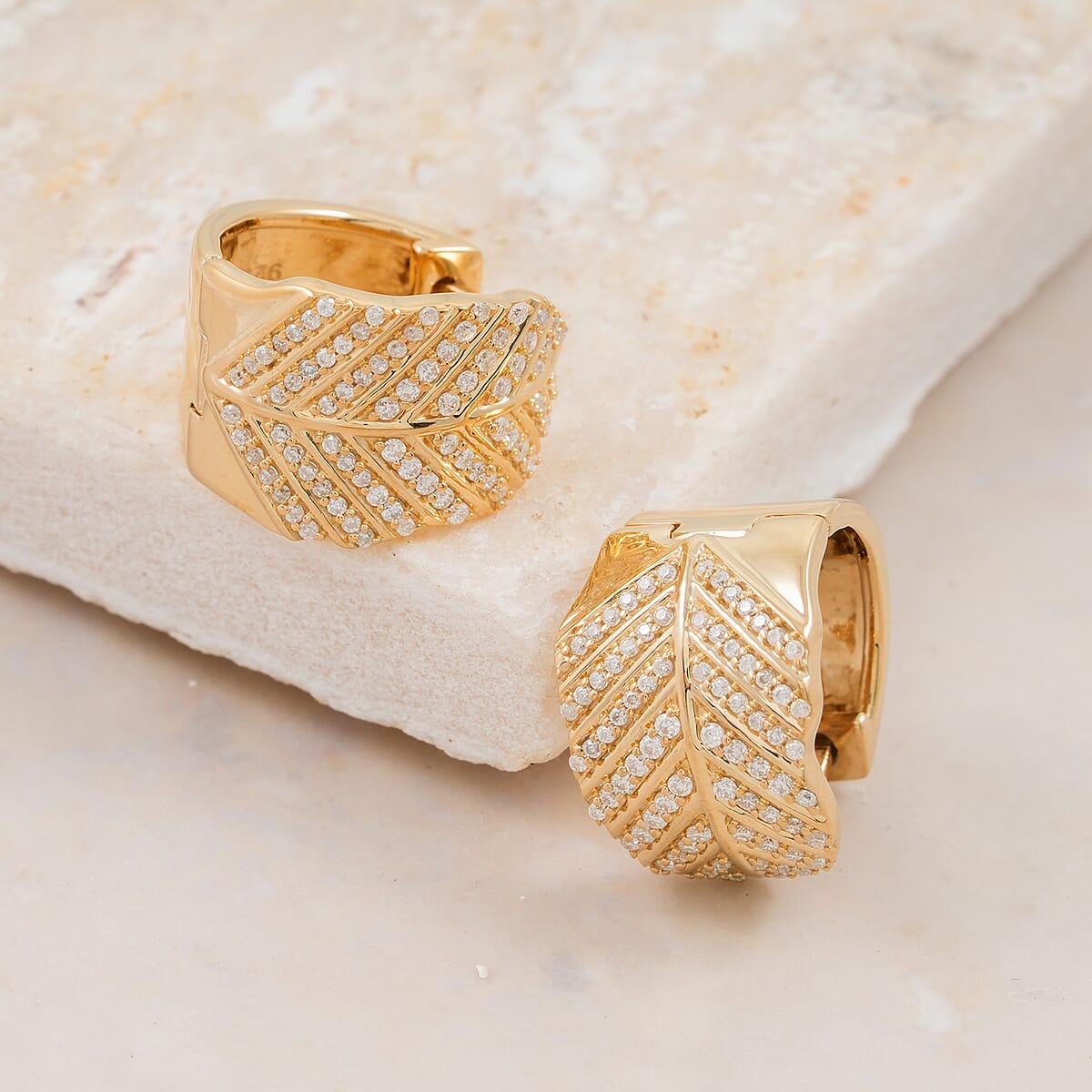 Clarte Fylla Collection Moissanite 0.56 ctw Huggies Earrings in 14K Yellow Gold Over Sterling Silver image number 1