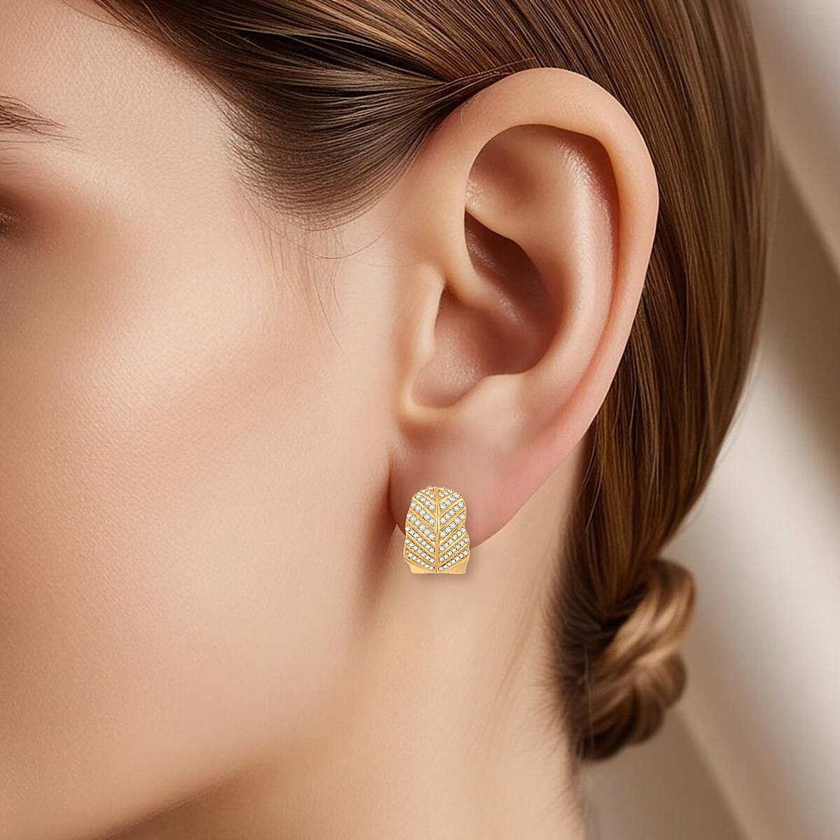 Clarte Fylla Collection Moissanite 0.56 ctw Huggies Earrings in 14K Yellow Gold Over Sterling Silver image number 2