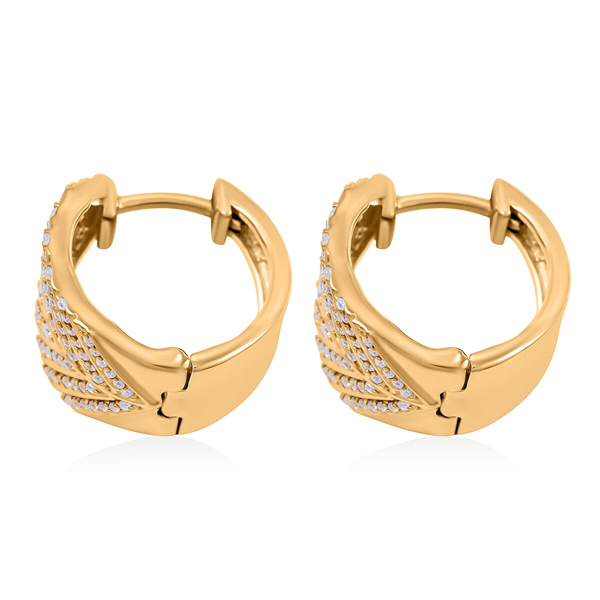 Clarte Fylla Collection Moissanite 0.56 ctw Huggies Earrings in 14K Yellow Gold Over Sterling Silver image number 3