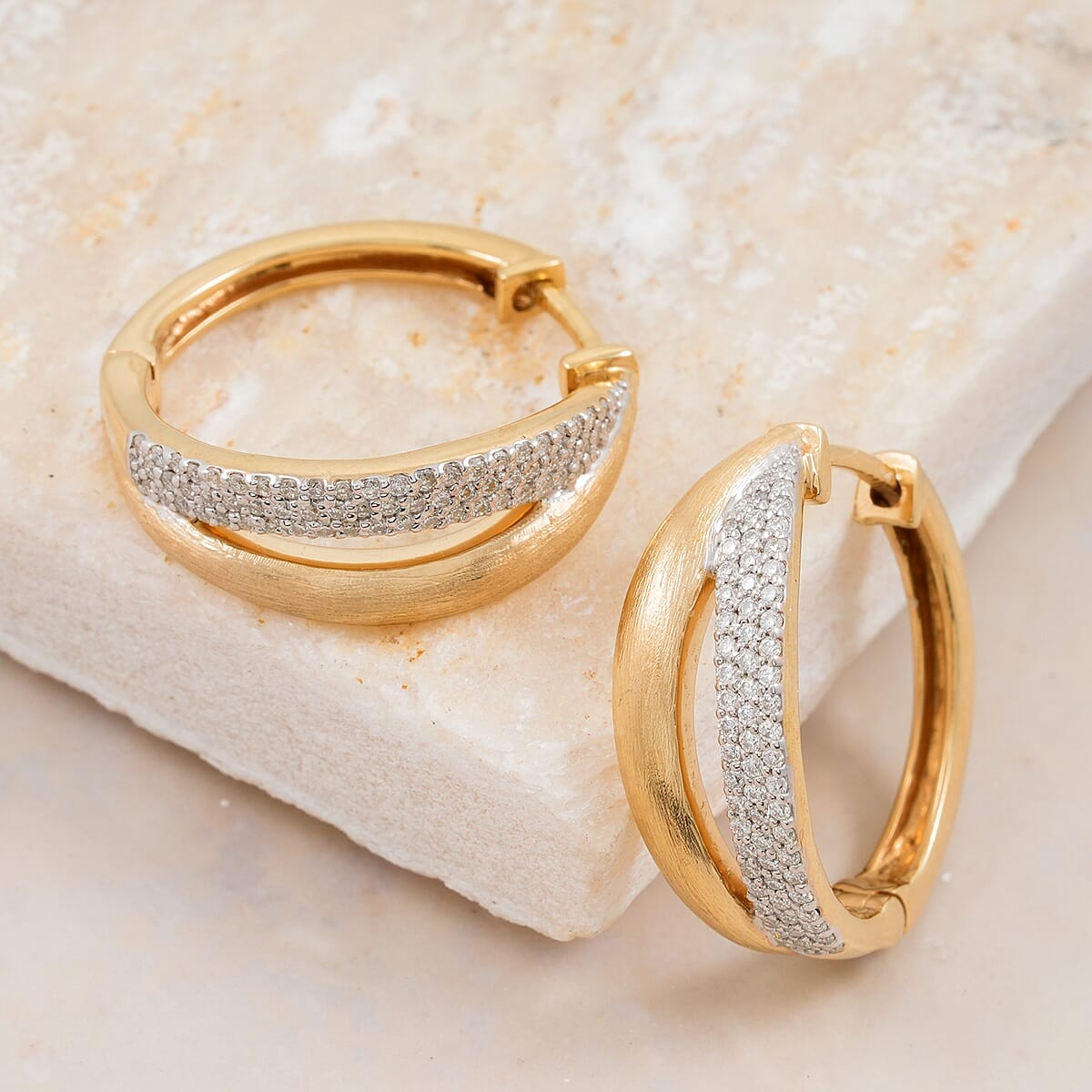 Clarte Solis Collection Moissanite 0.47 ctw Hoop Earrings in 14K Yellow Gold Over Sterling Silver image number 1
