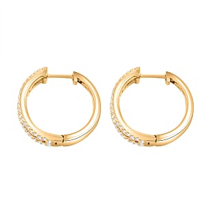 Clarte Prima Collection Multi Sapphire and Moissanite 2.90 ctw Earrings in 14K Yellow Gold Over Sterling Silver