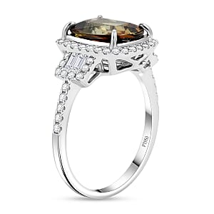 Certified & Appraised Rhapsody AAAA Jenipapo Andalusite and E-F VS Diamond 4.06 ctw Ring in 950 Platinum (Size 6.0) 6.07 Grams