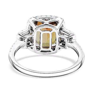 Certified & Appraised Rhapsody AAAA Jenipapo Andalusite and E-F VS Diamond 4.06 ctw Ring in 950 Platinum (Size 6.0) 6.07 Grams