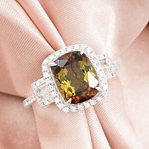 Rhapsody 950 Platinum AAAA Jenipapo Andalusite, Diamond (E-F, VS) (0.63 cts) Ring (Size 7.5) (6.07 g) 4.06 ctw