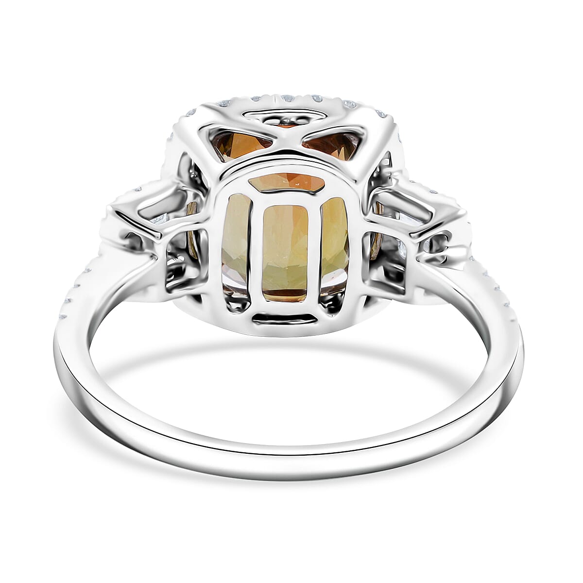 Certified & Appraised Rhapsody AAAA Jenipapo Andalusite and E-F VS Diamond 4.06 ctw Ring in 950 Platinum (Size 8.0) 6.07 Grams image number 4