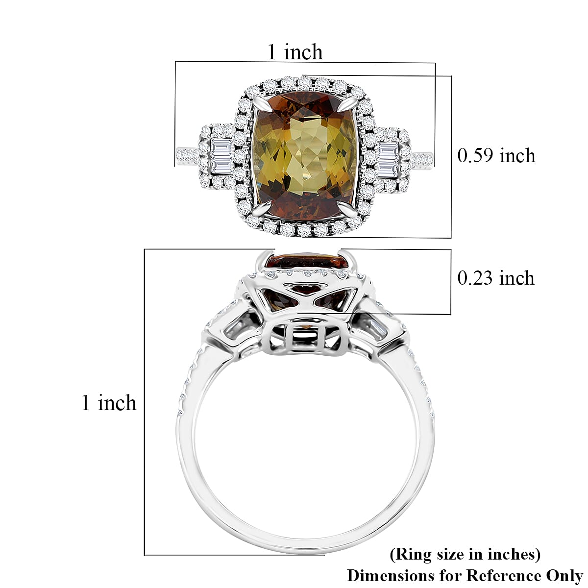 Certified & Appraised Rhapsody AAAA Jenipapo Andalusite and E-F VS Diamond 4.06 ctw Ring in 950 Platinum (Size 8.0) 6.07 Grams image number 5