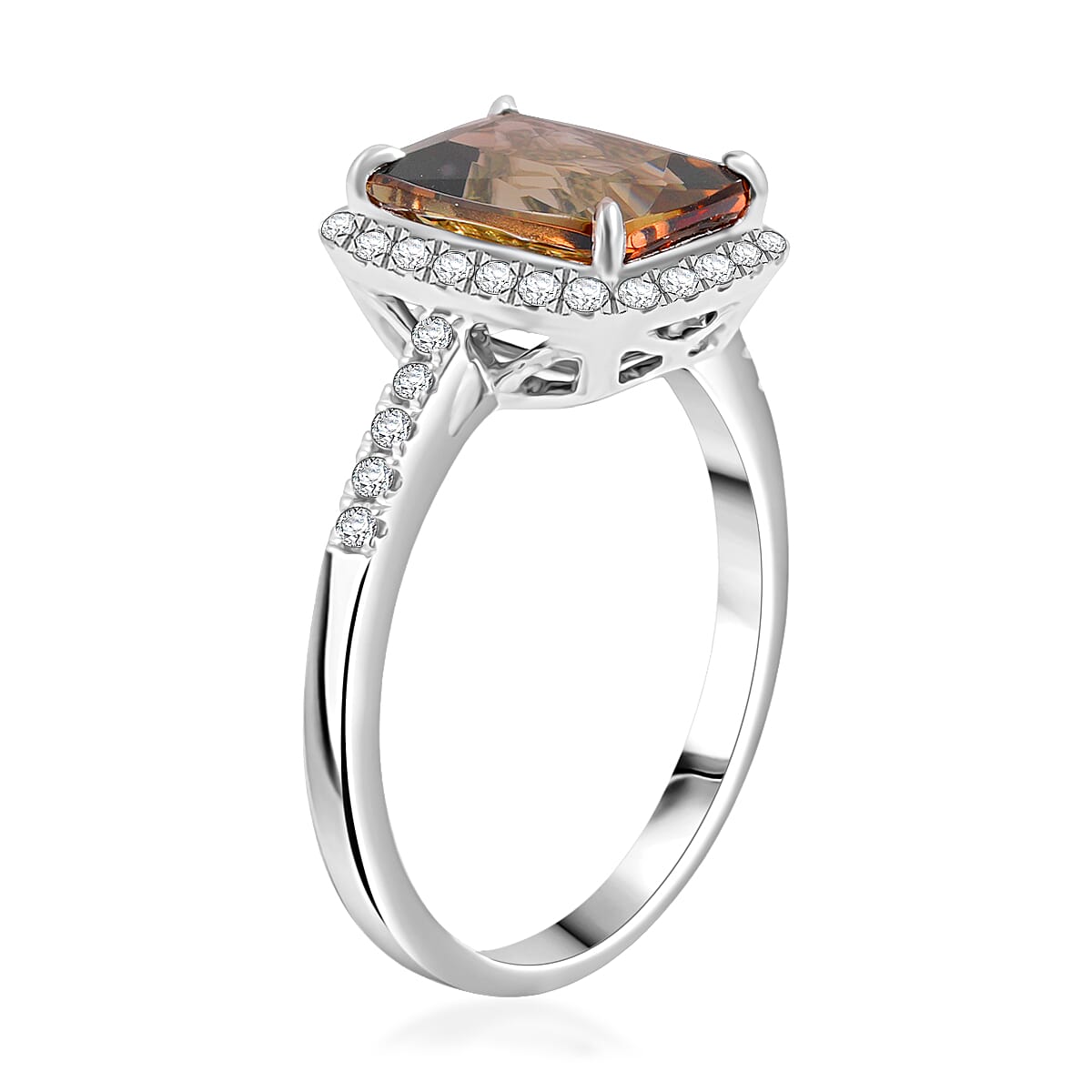 Certified & Appraised Rhapsody AAAA Jenipapo Andalusite and E-F VS Diamond 3.65 ctw Ring in 950 Platinum (Size 10.0) 5.73 Grams image number 3