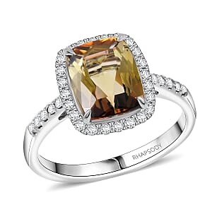 Certified & Appraised Rhapsody AAAA Jenipapo Andalusite and E-F VS Diamond 3.65 ctw Ring in 950 Platinum (Size 6.0) 5.73 Grams