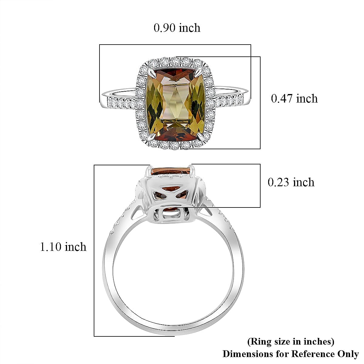 Certified and Appraised Rhapsody AAAA Jenipapo Andalusite, Diamond (E-F, VS) Ring in 950 Platinum 3.65 ctw (Size 8.5) image number 4