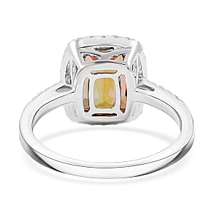 Certified and Appraised Rhapsody AAAA Jenipapo Andalusite, Diamond (E-F, VS) Ring in 950 Platinum 3.65 ctw (Size 9.5)