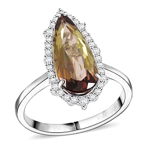 Certified & Appraised Rhapsody AAAA Jenipapo Andalusite and E-F VS Diamond 3.75 ctw Ring in 950 Platinum (Size 6.0)