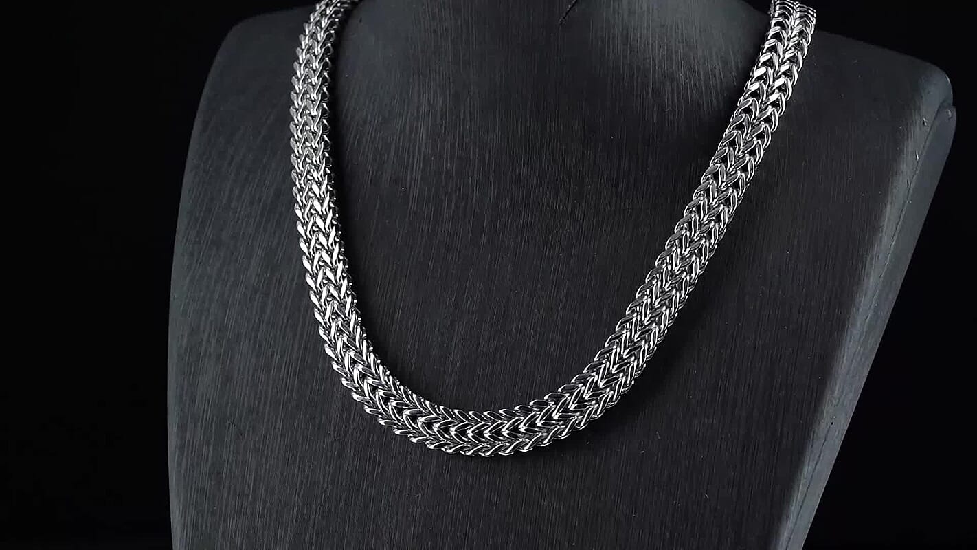 Fashionable Two Row Spiga Chain Necklace in Stainless Steel 20 Inches