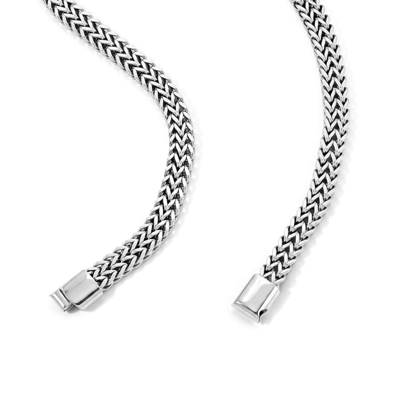 Fashionable Two Row Spiga Chain Necklace in Stainless Steel 20 Inches